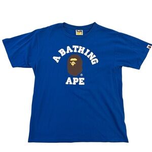 A Bathing Ape Blue Graphic Short Sleeve Tee size medium